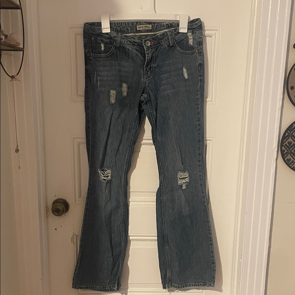 Distressed Low Rise Paris Blues Jeans